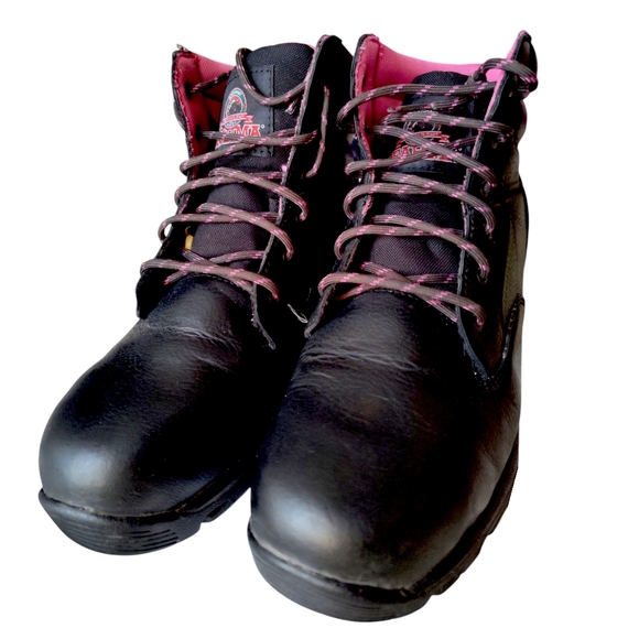 Brahma Black and Pink Lace Up Boots - Picture 1 of 6